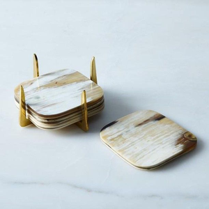 Sous-verres en corne naturelle de haute qualité pour la maison et les restaurants, fabriqués en Inde - Product Image 1