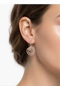 Boucles d'oreilles pendantes double cercle en diamant de laboratoire VVS1, or massif 9K, taille brillant rond pavé, pour mariage, bijoux de luxe - Product Image 1