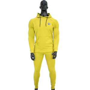 Traje de entrenamiento de gimnasio de compresión para deportes de invierno para hombre, chándales informales para correr, cuello con capucha, traje de patrón sólido, ropa - Product Image 1