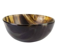 Bol en corne de buffle poli fait main, écologique, style Wabi Sabi, avec glaçure craquelée, plat de service décoratif pour fête, accents marron et blanc