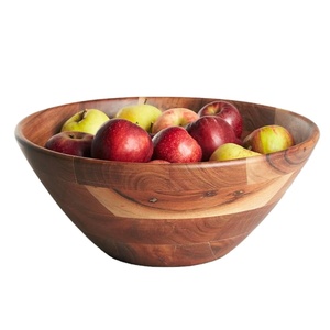 Hot Sell Acacia Fruits Bowl Large Curved Handmade Food Serving Bowls Eco Friendly Dishwasher <b>Safe</b> Luxury Salad Bowl Home Decor - Product Image 1