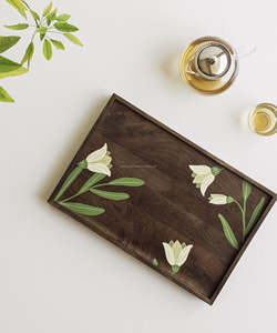 Bandeja DE SERVICIO DE MADERA hecha a mano con diseño único para el hogar, cocina, restaurante o Hotel, Plato decorativo y soporte para platos - Product Image 2