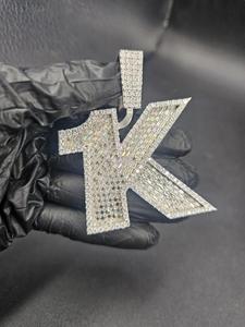 Moissanite Diamond K Letter Pendant <b>Iced</b> <b>Out</b> Necklace Hip Hop Jewelry Custom Initial Bling <b>Chain</b> Luxury Gift - Product Image 4