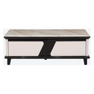 Mesa de Centro de Madera y Hierro Estilo Romano, Diseño Moderno, Hecha a Mano, Ecológica, Duradera, Fácil de Limpiar, Ligera, con Cajón de Almacenamiento - Product Image 1