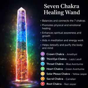 Varita de Masaje Orgón de Siete Chakras, Torre de Orgonita Curativa de 7 Chakras, Cristal Feng Shui de 7 Pulgadas, Pulido de Alta Calidad - Product Image 5