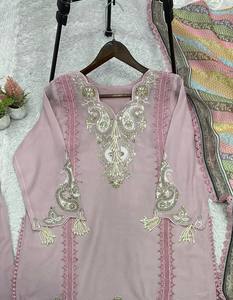 Heavy Designer Women's Indian Pakistani Ethnic Salwar Kameez Party Winter 3-Piece Faux Georgette Stitching Available Wholesale - Product Image 2