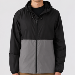 Chaqueta Deportiva Impermeable de Dos Tonos Personalizada QUBA FASHION, Chaqueta de Lluvia Ligera con Capucha y Cierre para Hombre, Secado Rápido para Otoño - Product Image 1