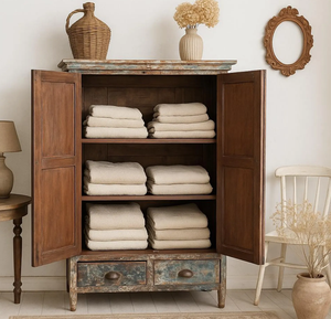 Armoires européennes en bois sculptées à la main, grandes, naturelles, personnalisées, pour la décoration des chambres d'hôtel et de la maison, style antique et design. - Product Image 3