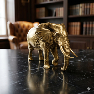 Brass Wild <b>Elephant</b> Statue <b>Decorative</b> Metal Animal Figurine for Home Office Living Room and Gift <b>Decoration</b> - Product Image 1