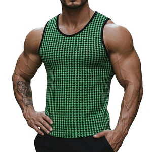 Wholesale Patterned Slim Fit Men's Tank Top Customizable <b>Logo</b> Athletic Sleeveless Shirt Breathable Fashion Streetwear Tank Tops - Product Image 3