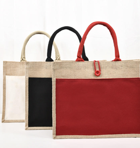 Grand sac fourre-tout de plage en jute écologique avec poignées en coton doux et option d'impression personnalisée - Product Image 2