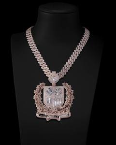 Hiphop Style 925 Sterling Silver VVS Moissanite Pave Setting Charm Pendant <b>Necklace</b> for Certified Customizable <b>Name</b> Letter - Product Image 1