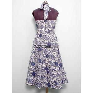 Robe longue coréenne chic d'hiver de luxe à col licou et épaules dénudées, coupe trapèze, 100 % coton, imprimé floral, décontractée, haute qualité - Product Image 5