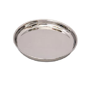 Plato de Servicio Redondo de Acero Inoxidable Plateado Pulido, Platos de Metal para Servir, Vajilla - Product Image 1