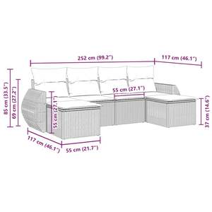 Conjunto de Sofás de Jardín en Blanco Crema y Negro - Product Image 3