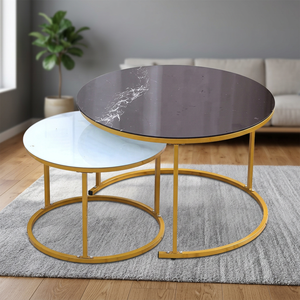 Mesa de centro moderna para sala de estar, elegante mesa central con estructura metálica resistente, mueble contemporáneo para el hogar u oficina. - Product Image 5