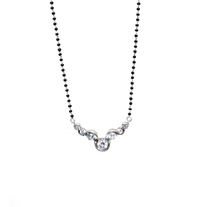 Collier Mangalsutra en Zircon Cubique Argenté Naturel pour Femme, Bijou Perlé de Luxe pour Fiançailles, Mariage et Usage Quotidien, Vente en Gros - Product Image 1