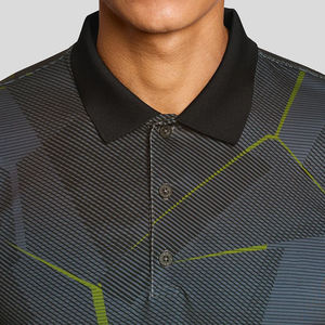 Polo Premium con Diseño Geométrico para Golf, Color Negro Jet, Transpirable, Elástico, Informal, para Hombre, con Opción de Logotipo Personalizado - Product Image 4