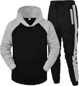 Survêtement à capuche pour homme, imprimé points rouges et noirs, coupe droite, longueur intégrale, respirant, style sportif, poches latérales, en polyester, pour l'automne - Product Image 6