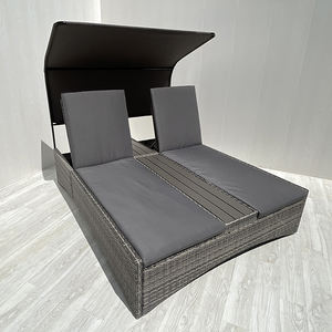 DS00076 Direct factory in Vietnam Modern <b>Grey</b> Flat Wicker Steel <b>Frame</b> Sun Lounger Polyester Cushion Outdoor/Courtyard Villa - Product Image 3