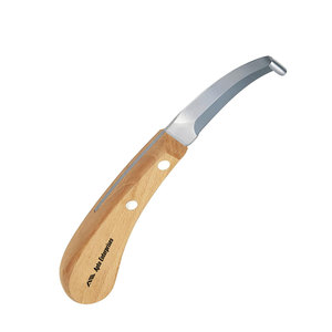 Double <b>Edge</b> Hoof Knife with Ergonomic Wooden Handle Medium Size Professional Farrier <b>Tool</b> for Precise Horse Hoof Trimming - Product Image 5