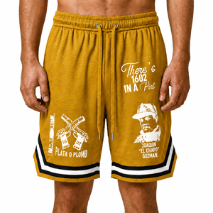 High Quality Hot Shorts Sublimation Printed 7 Inch Inseam Side Split Hem Double <b>Layered</b> Mesh Unisex Elastic Waist 100% Shorts - Product Image 5