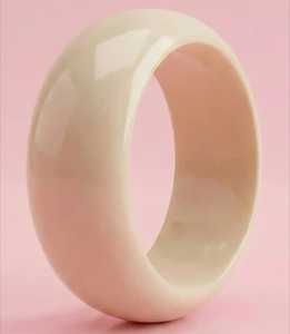 Women's MN Exports Acrylic Resin <b>Bangle</b> <b>Bracelet</b> Round Cut Light Cream Color Fashion Jewelry - Product Image 2