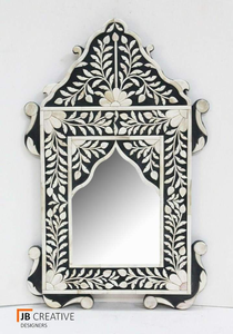 Miroir mural console en os incrusté fait main - Design rustique moderne, écologique, décoration de mariage et de maison, taille et couleur personnalisables - Product Image 4