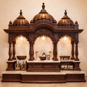 Large Size Teak Wood <b>Temple</b> with Storage Cabinets Customized Wooden <b>Temple</b> for <b>Home</b> Export Quality Pooja Unit At Wholesale Price - Product Image 3