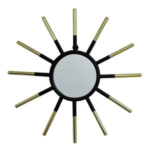 Miroir mural décoratif moderne fait main avec cadre en métal noir doré pour chambre salon ou couloir - Product Image 1