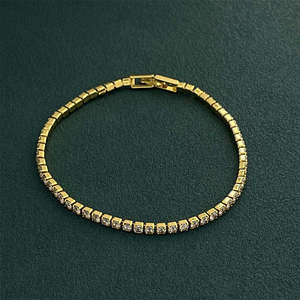 Pulsera de tenis de moissanita chapada en oro, lujo sencillo, brillante para uso diario, estilo hip-hop, suministro directo - Product Image 4