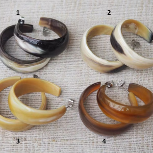 Aros de Cuerno de Búfalo Natural, Estilo Animal Ecológico para Mujer, para Fiestas y Bodas, Artesanía Atemporal - Product Image 1