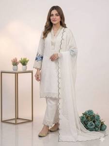 ชุดสวมใส่สำหรับผู้หญิงกางเกง Kurta ปักที่สง่างามชุดสูทสำหรับปาร์ตี้ดีไซน์เนอร์ชนเผ่า - Product Image 1