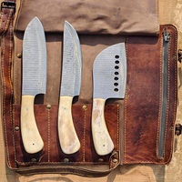 Premium Eco-vriendelijke Damascus stalen koksmessenset met verstelbare beenhandgrepen, handgemaakt, hoge kwaliteit, traditionele stijl, keukenmes