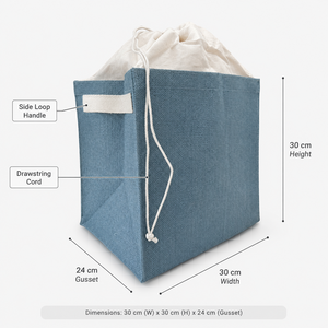 Custom Logo Jute Drawstring <b>Storage</b> Basket 30x30x24 cm Foldable <b>Laundry</b> Hamper Home Organizer Wholesale OEM ODM Export Supplier - Product Image 2