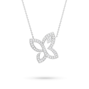 Collar con Colgante de Flor, Plata 925, Bañado en Rodio, Diamante Corte Brillante Redondo, Uso Diario, Unisex, Estilo Lujoso, Cadena de Serpiente - Product Image 2