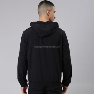 Vêtements Nardon Vente en gros Logo personnalisé Veste coupe-vent personnalisée à capuche zippée pour hommes Veste coupe-vent Nardon - Product Image 2