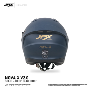 Casco JPX Nova X V2 de media cara en azul oscuro Doff XXL con doble visera y un diseño elegante de color sólido para el piloto moderno - Product Image 2