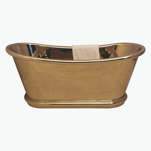 Baignoire artisanale en cuivre, finition nickel poli brillant, avec base côtelée, double bain à remous, à parapet supérieur. - Product Image 6