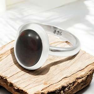 Real 925 Sterling Silver Retro Elegant <b>Rings</b> For <b>Men</b> & Women Natural Black Opal Gemstone Fine Jewelry Accessories In Boho Style - Product Image 1