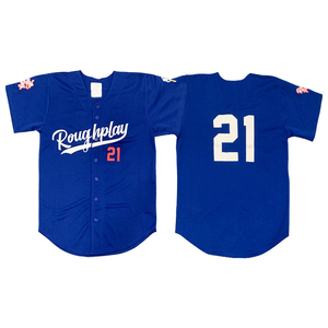 Best Selling Baseball Jersey Mens Blue <b>Short</b> Sleeve Embroidery Team Name Print Breathable Regular Fit Adult All Seasons Jerseys - Product Image 1