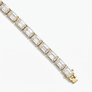 Premium 14K Yellow <b>Gold</b> Tennis Bracelet IGI Certified Lab Grown Diamonds Emerald Cut Elegant Fine Jewelry Daily Wear Party - Product Image 5