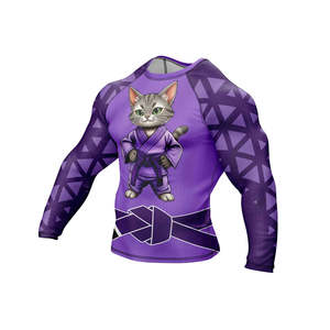Maillot de compression à manches longues en polyester/nylon imprimé par transfert thermique personnalisé, séchage rapide, respirant, pour MMA, BJJ, vêtements de sport - Product Image 5