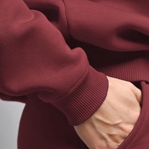 Men's Solid Color Hooded <b>Knitted</b> Fleece Sweatshirt Casual Wear Breathable Loose Fit Winter with Front Pocket 100% Cotton - Product Image 4
