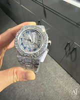 Reloj de Pulsera de Lujo Unisex de Aleación con Correa de Acero Inoxidable de 20 mm, Esfera de Cristal Analógica con Números Arábigos, Resistente al Agua 3BAR, con Cuarzo Moissanite