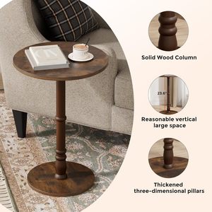 Solid Wood Round <b>Table</b> <b>Walnut</b> | Contemporary Side <b>Table</b> Hotel Cafe Restaurant Furniture - Product Image 4