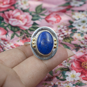 Natural Lapis Lazuli Gemstone <b>Ring</b> 925 Sterling Silver <b>Brass</b> Ball Design Rose Gold Yellow Gold Plated Handmade Jewelry <b>Ring</b> - Product Image 6
