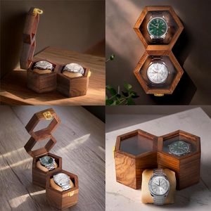 Qualcosa QS-WB-M01 Caja de Relojes de Madera Maciza de Lujo, Organizador de Almacenamiento para 2 Relojes, Estuche de Exhibición - Product Image 3