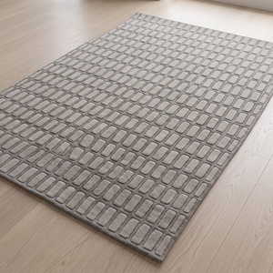 Tapis géométrique tufté à la main en laine gris beige, tapis de zone moderne et contemporain, sur mesure, vente en gros - Product Image 3