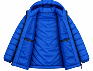 Chaqueta acolchada con capucha azul para hombre, abrigo grueso con cremallera para invierno - Product Image 5